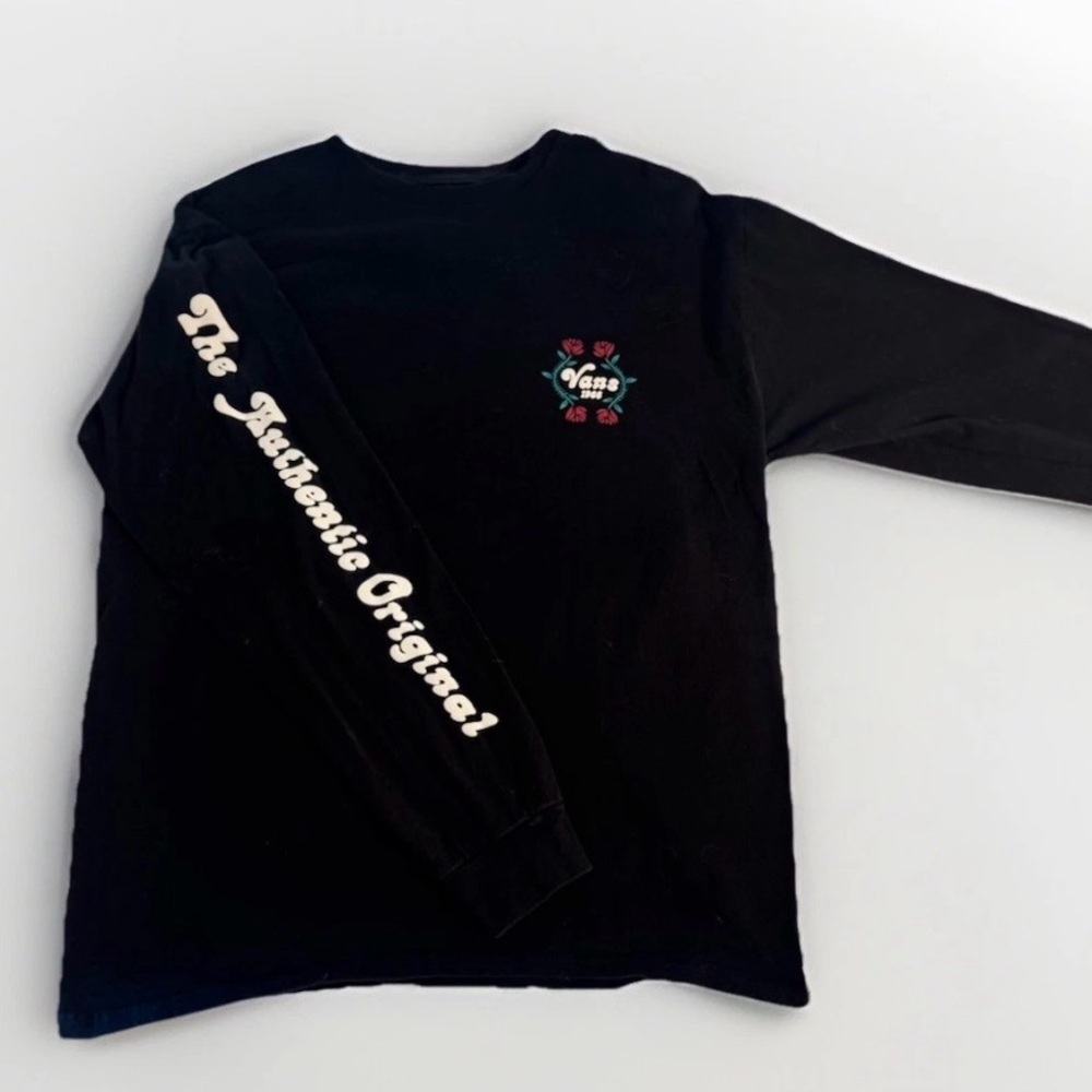Vans Graphic The Authentic Original Black Long Sleeve Tee Medium EUC